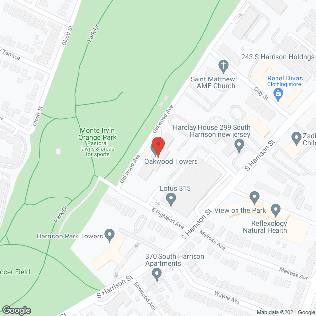 Map of the neighborhood around Oakwood Towers