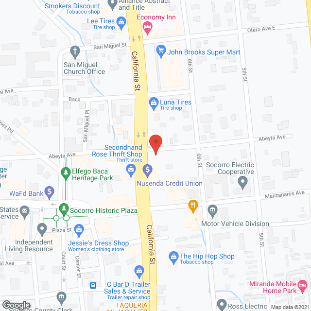 Map of the neighborhood around Socorro Good Samaritan Village