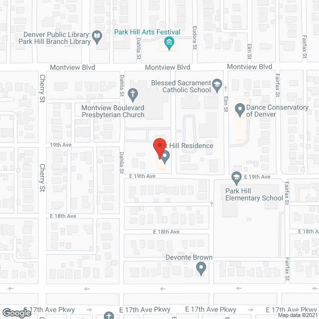 Map of the neighborhood around Park Hill Residence