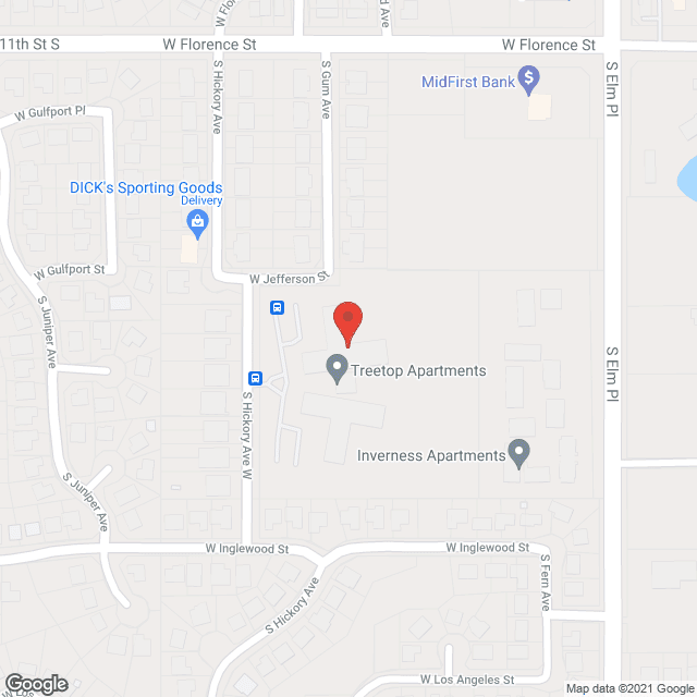 Map of the neighborhood around Treetop Apartments