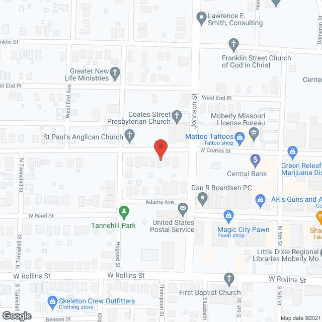 Map of the neighborhood around Coates Street Comfort Home