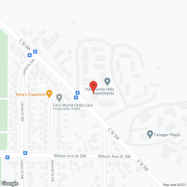 Map of the neighborhood around Hawthorne Hills Apartments