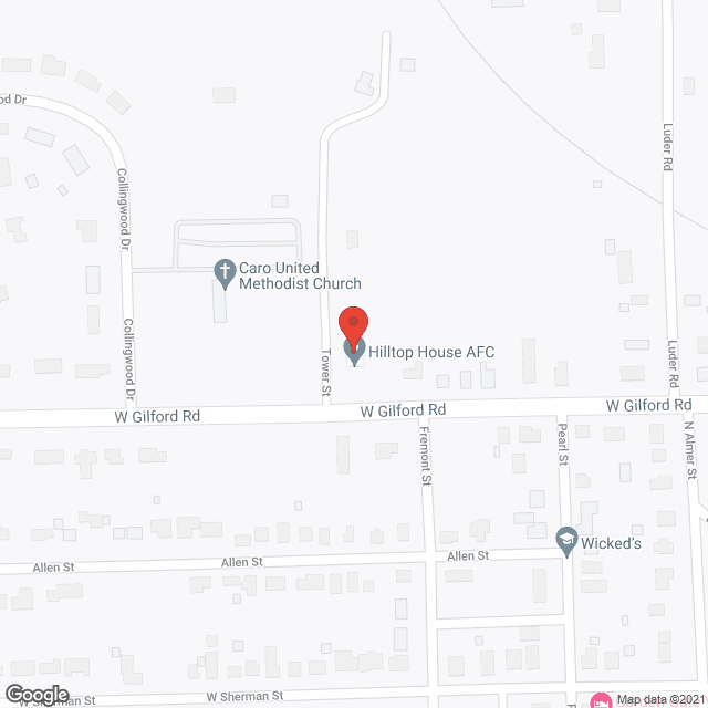 Map of the neighborhood around Hilltop House