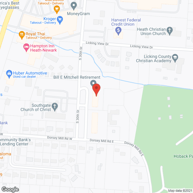 Map of the neighborhood around Mitchell Bill E Retirement