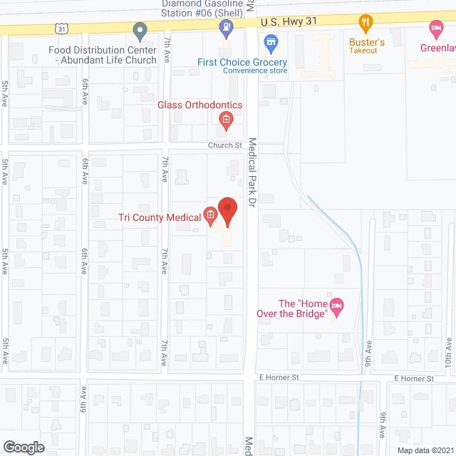 Map of the neighborhood around The Meadows