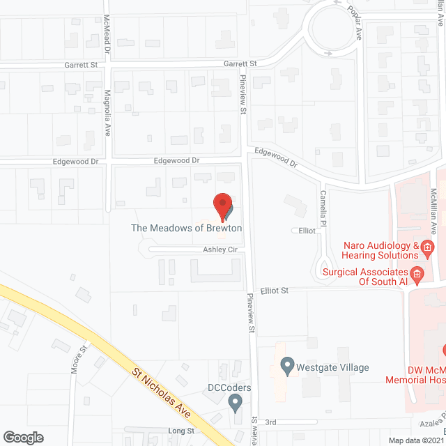 Map of the neighborhood around The Meadows of Brewton