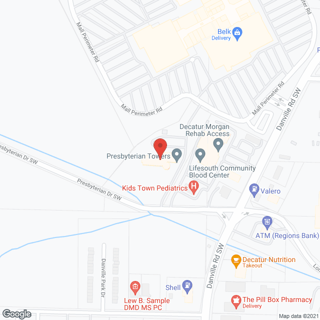 Map of the neighborhood around Presbyterian Towers