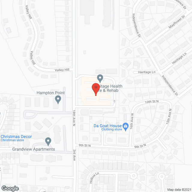 Map of the neighborhood around Heritage Residential Care Vlg