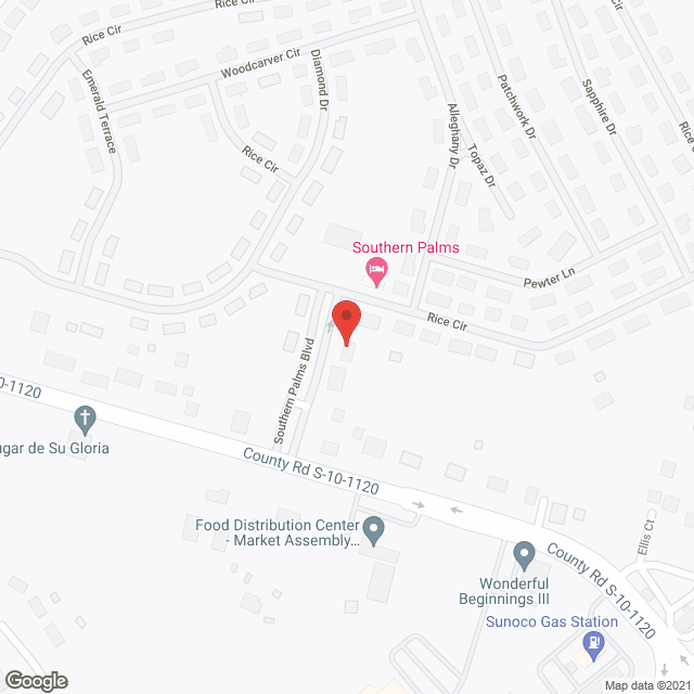 Map of the neighborhood around Jensen's Homes Southern Palms