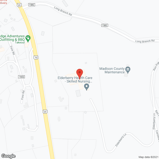Map of the neighborhood around Elderberry Health Care
