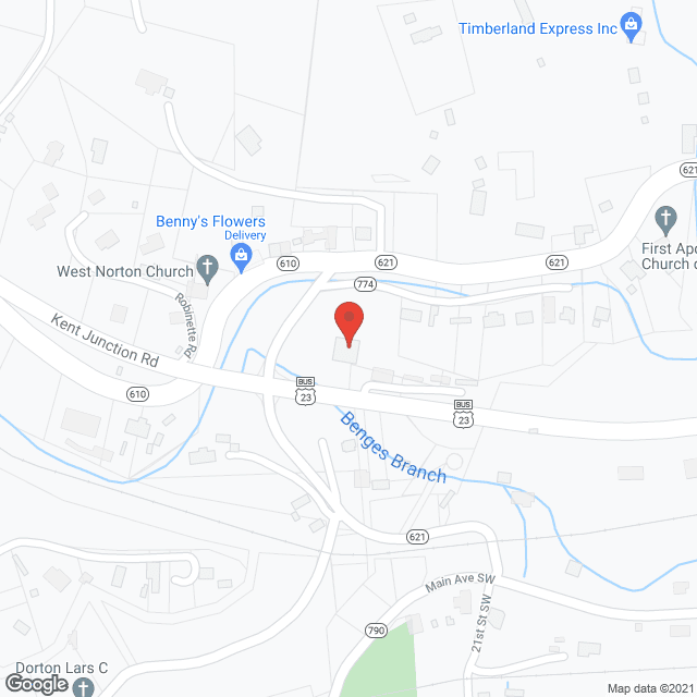 Map of the neighborhood around Mullins Adult Residential Ctr