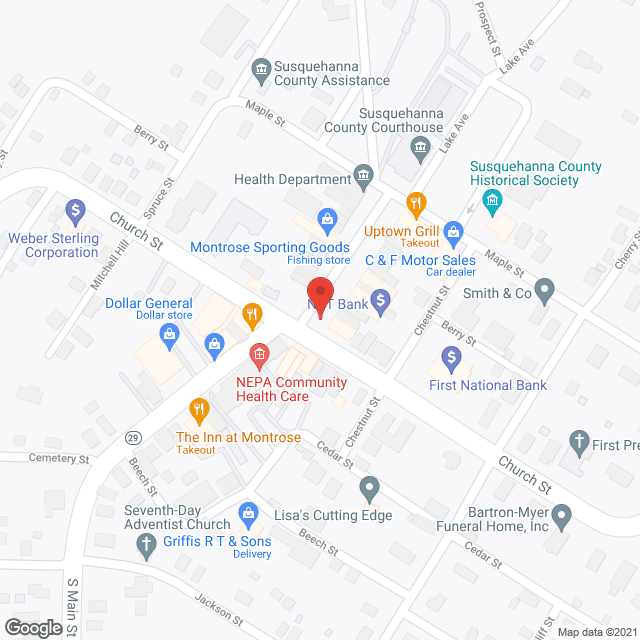 Map of the neighborhood around Monrose Square