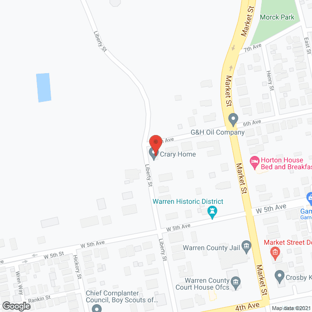 Map of the neighborhood around Crary Home