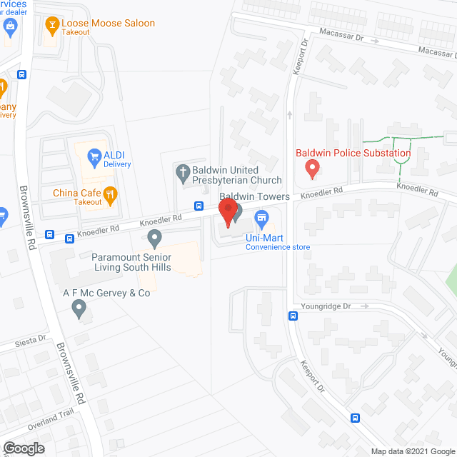 Map of the neighborhood around Baldwin Towers