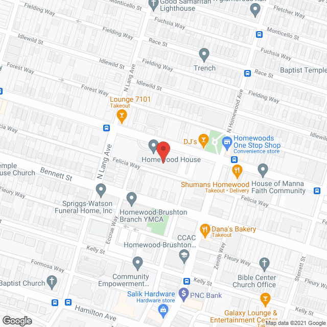 Map of the neighborhood around Homewood House