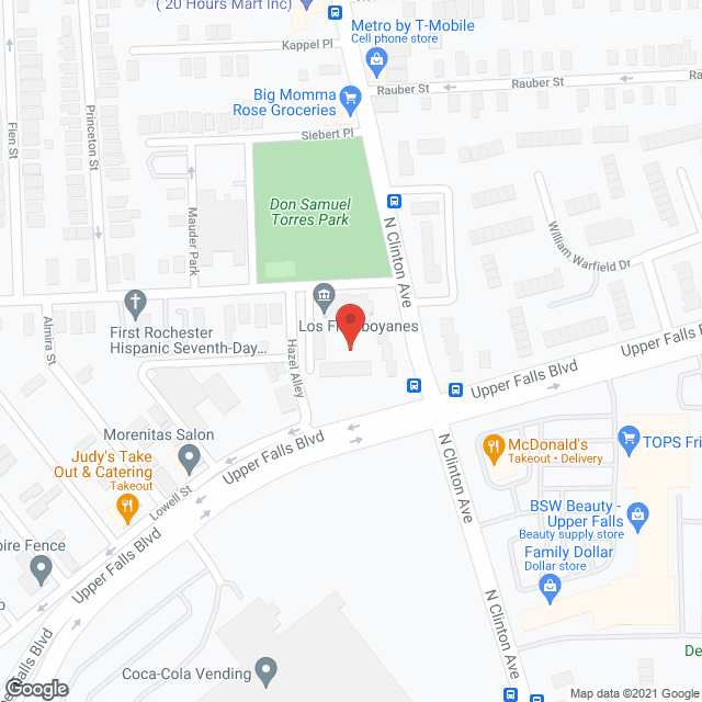 Map of the neighborhood around Los Flamboyanes