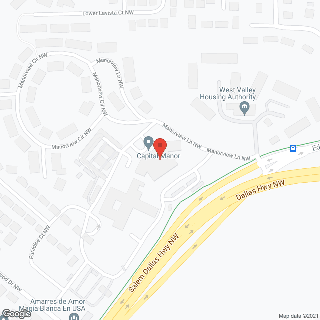 Map of the neighborhood around Capital Manor, a CCRC