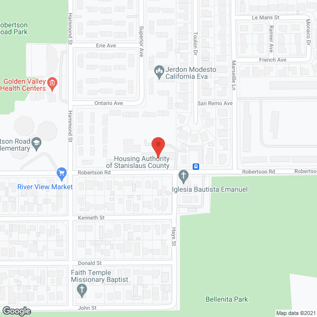 Map of the neighborhood around Stanislaus Housing Authority