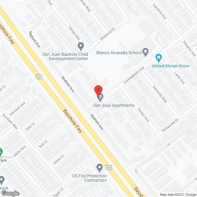 Map of the neighborhood around San Jose Apartments