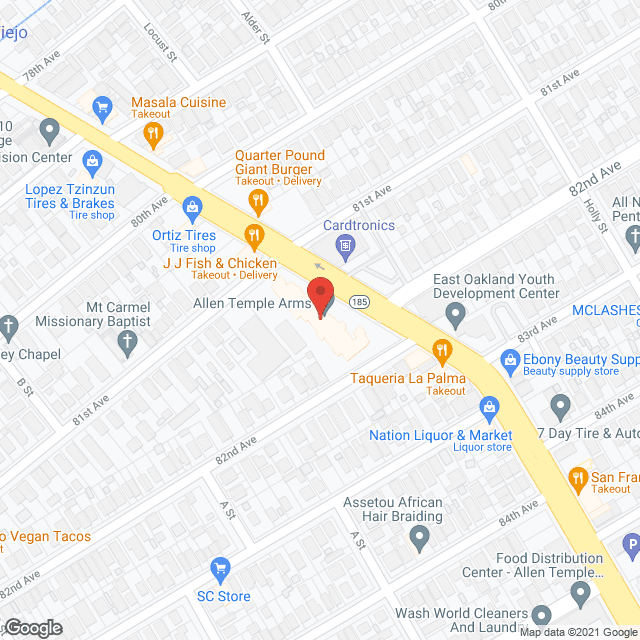 Map of the neighborhood around Allen Temple Arms l and ll