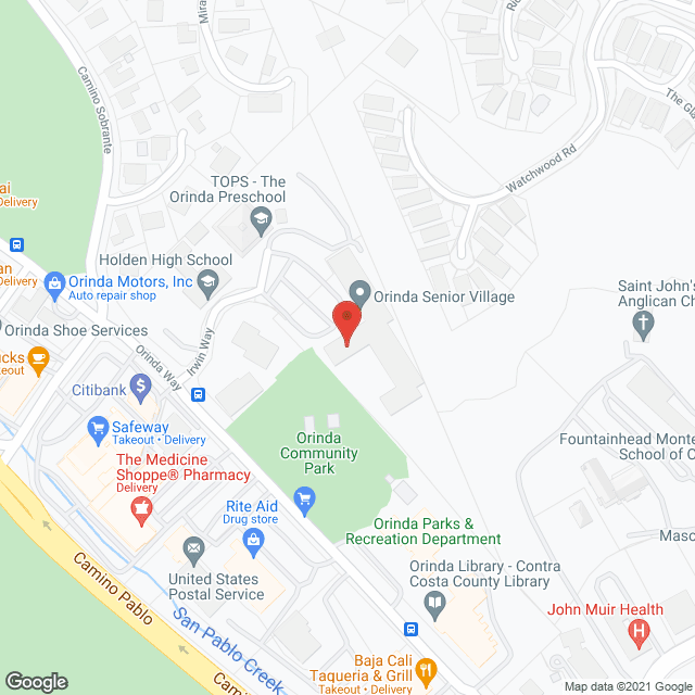 Map of the neighborhood around Orinda Senior Village