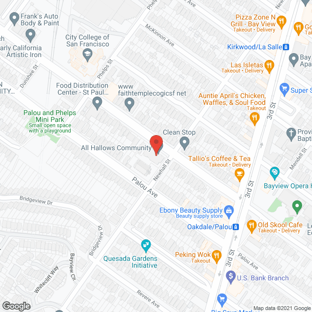 Map of the neighborhood around All Hollows Community