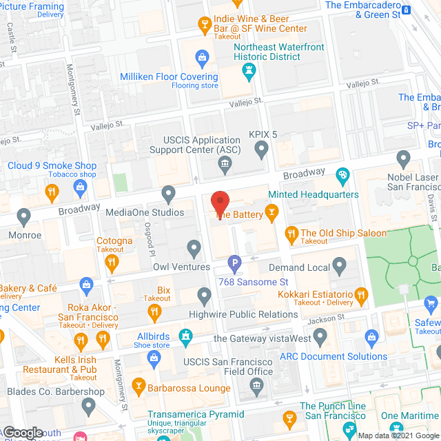 Map of the neighborhood around Italian-American Hotel