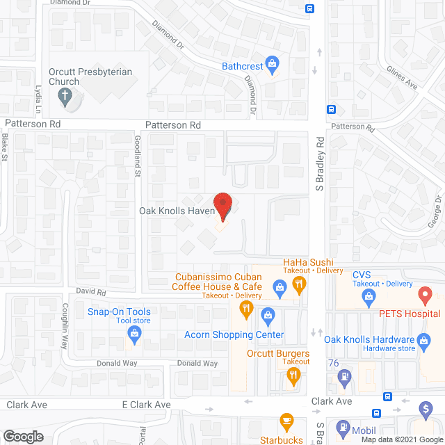Map of the neighborhood around Oak Knolls Haven