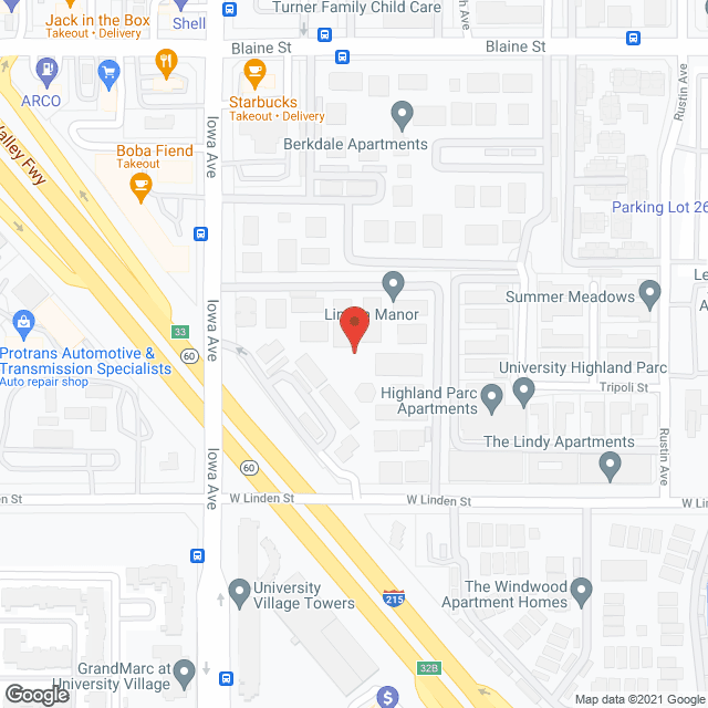 Map of the neighborhood around Linden Manor
