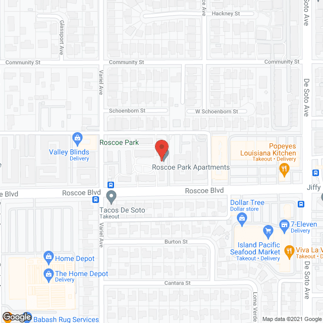 Map of the neighborhood around Roscoe Park Apartments