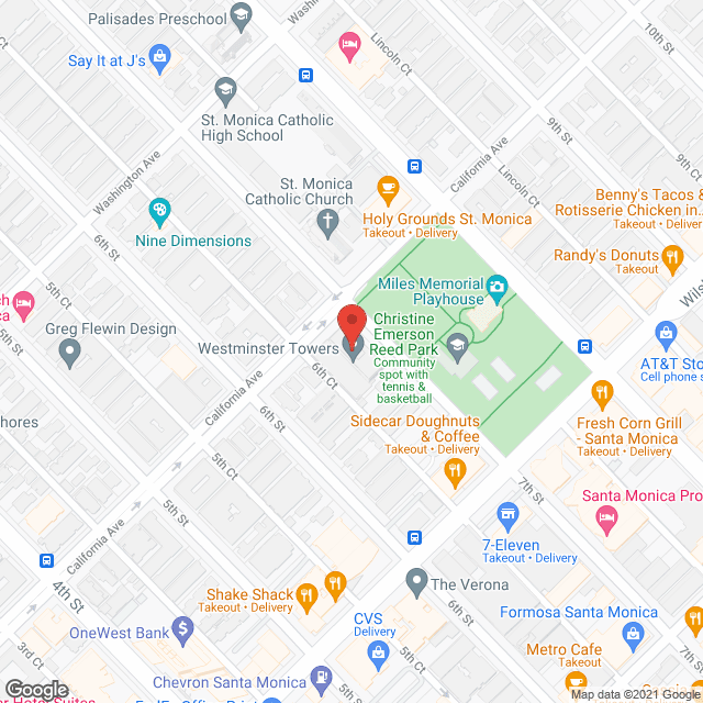 Map of the neighborhood around Westminster Towers