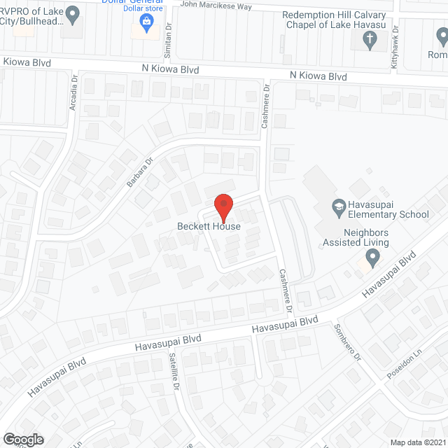 Map of the neighborhood around Beckett House