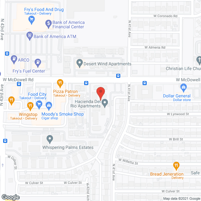 Map of the neighborhood around Hacienda Del Rio Apartments