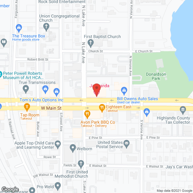 Map of the neighborhood around Jacaranda Hotel