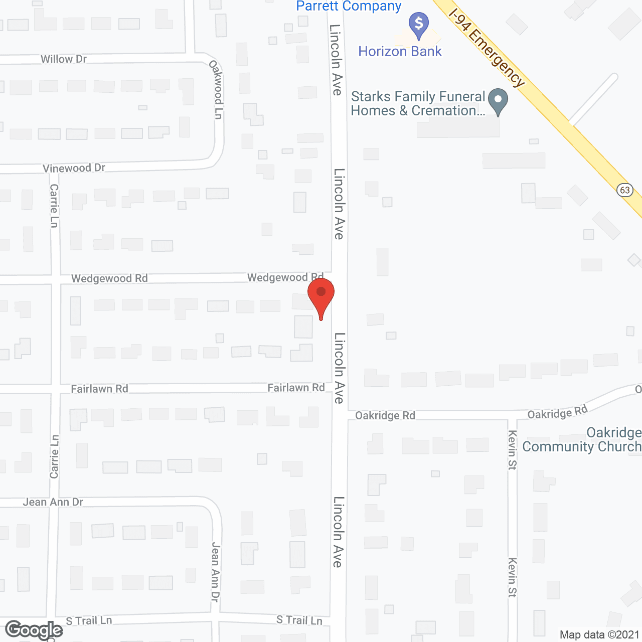 Map of the neighborhood around Provision Living at St. Joseph