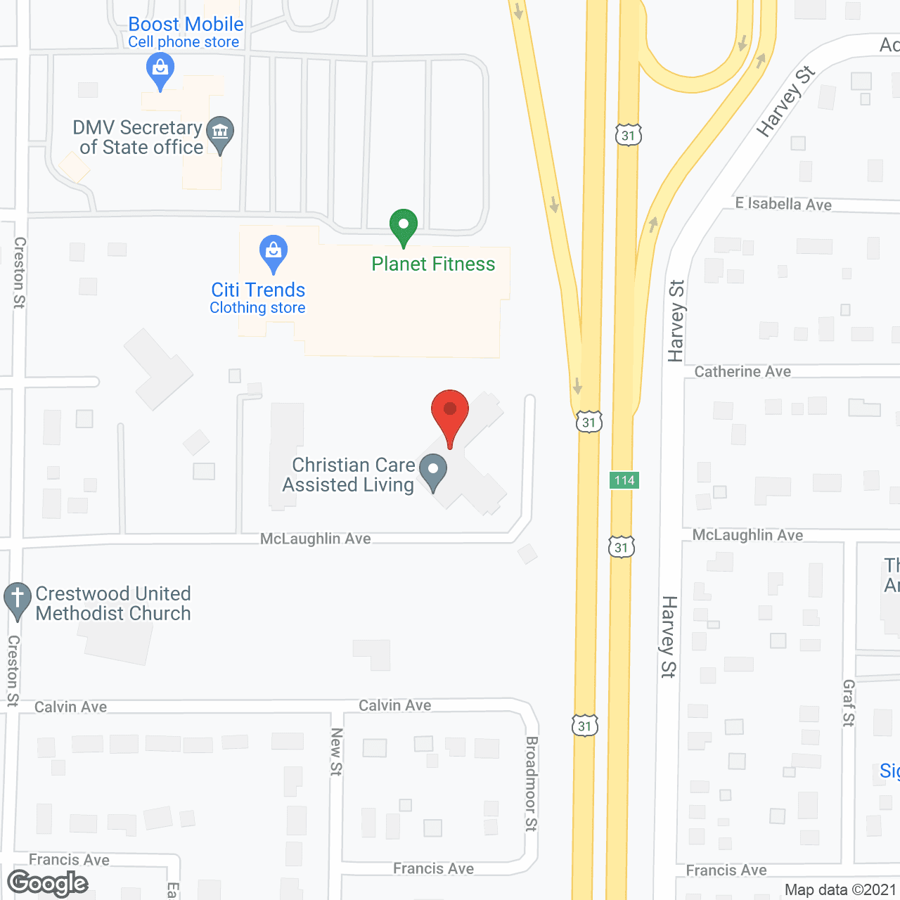 Map of the neighborhood around Christian Care Assisted Living