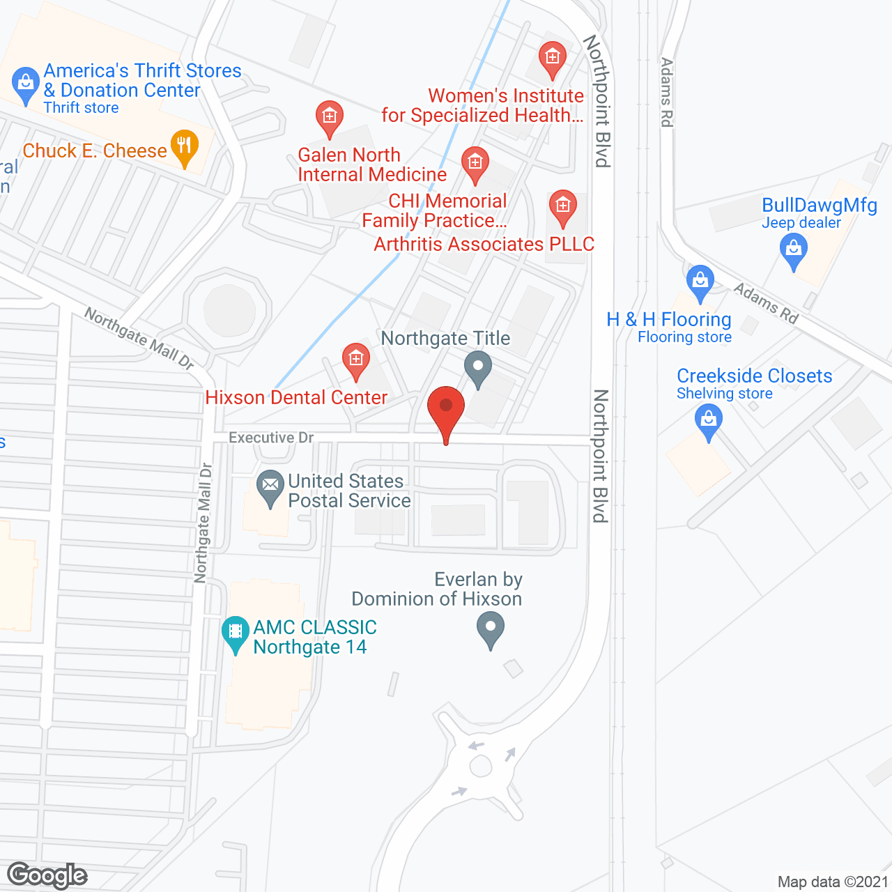 Map of the neighborhood around Everlan of Hixson