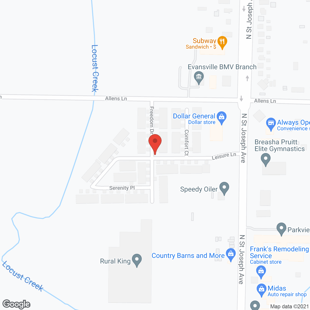 Map of the neighborhood around Leisure Living Apartments