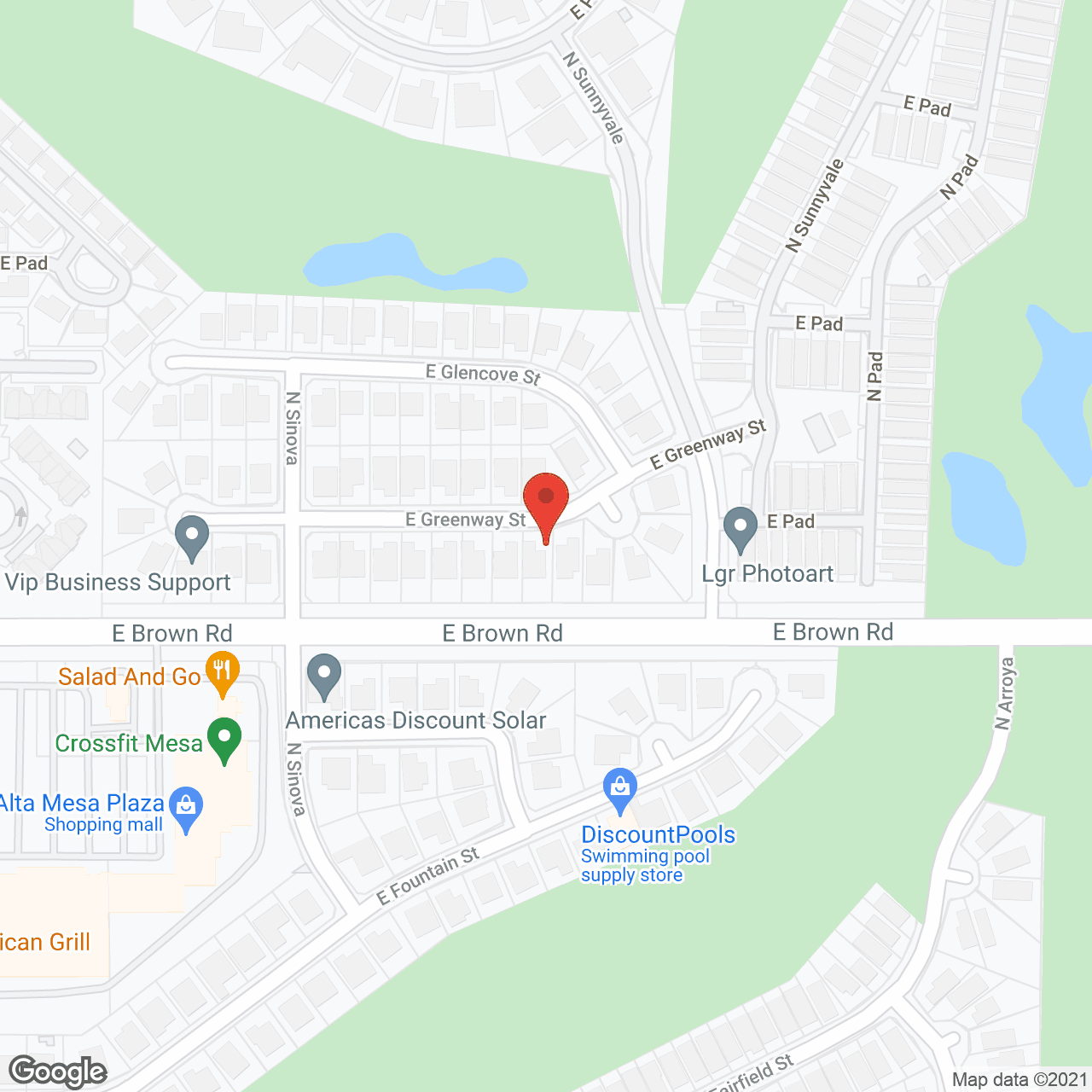 Map of the neighborhood around Albany Apartments