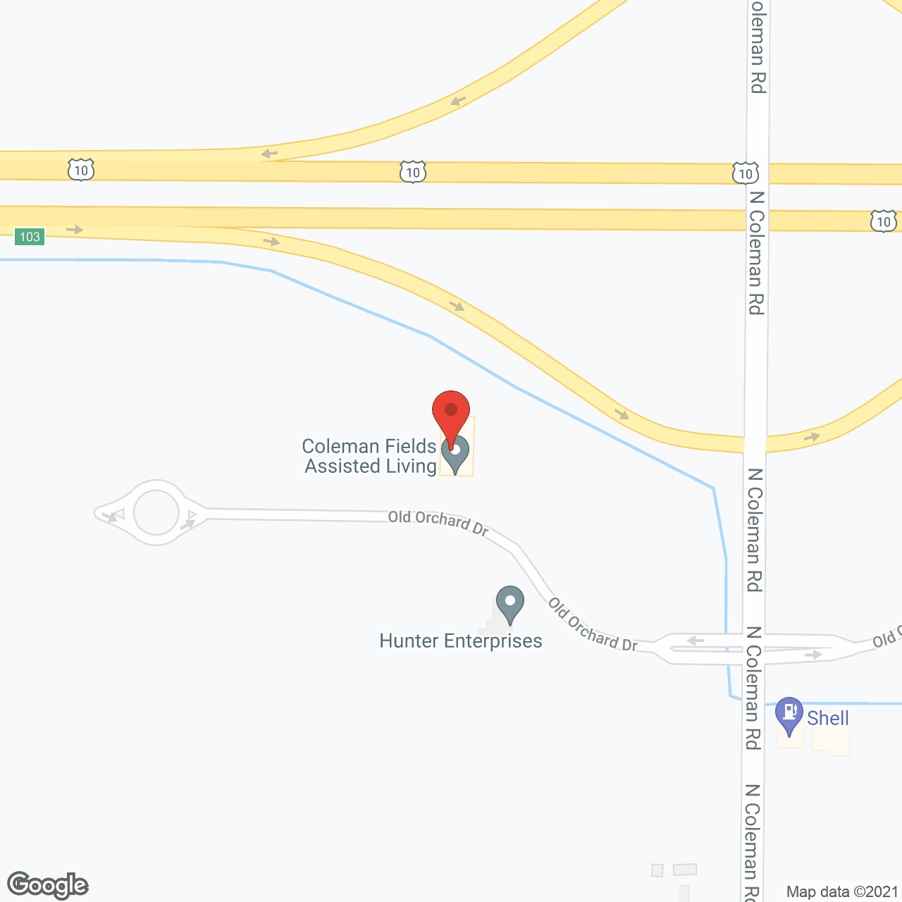 Map of the neighborhood around Coleman Fields Assisted Living and Memory Care