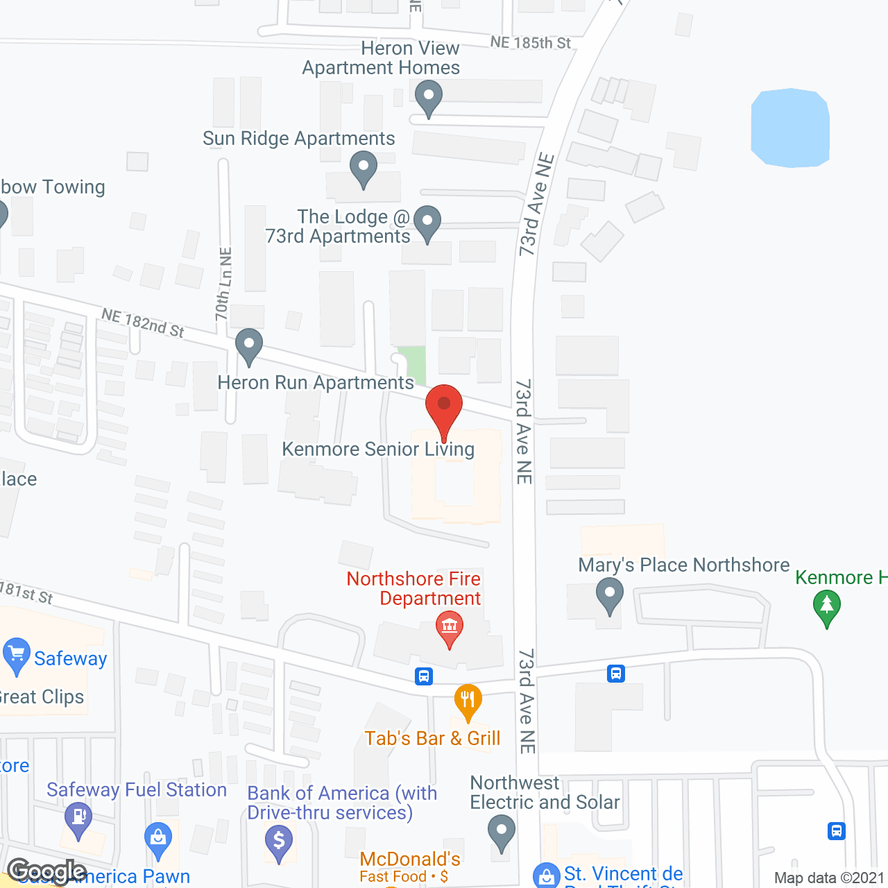 Map of the neighborhood around Kenmore Senior Living