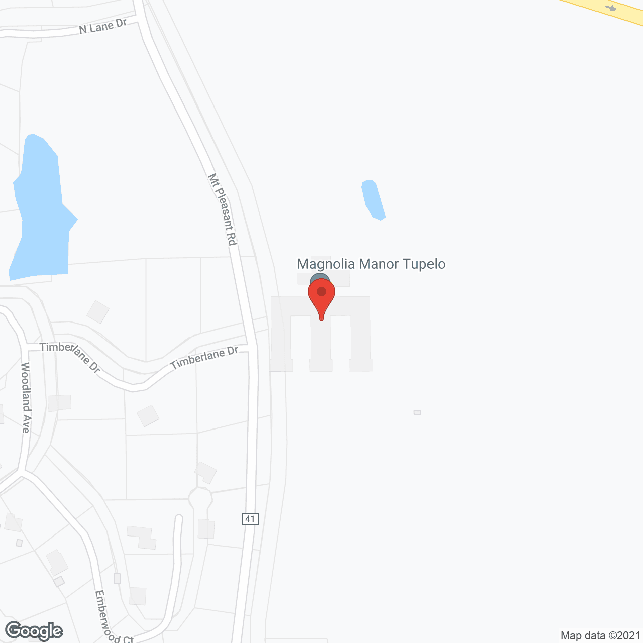 Map of the neighborhood around Magnolia Manor at Tupelo