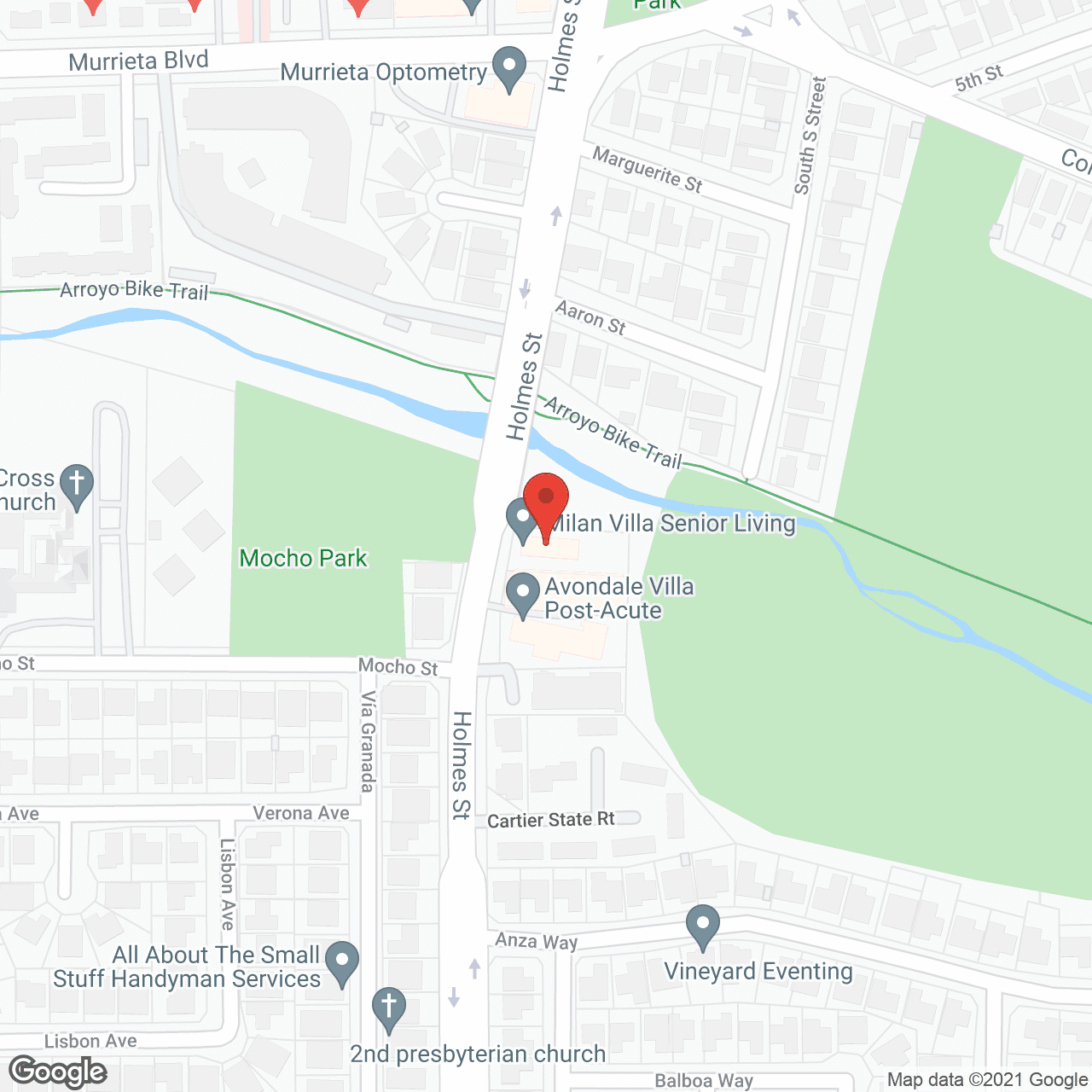 Map of the neighborhood around Milan Villa Senior Living