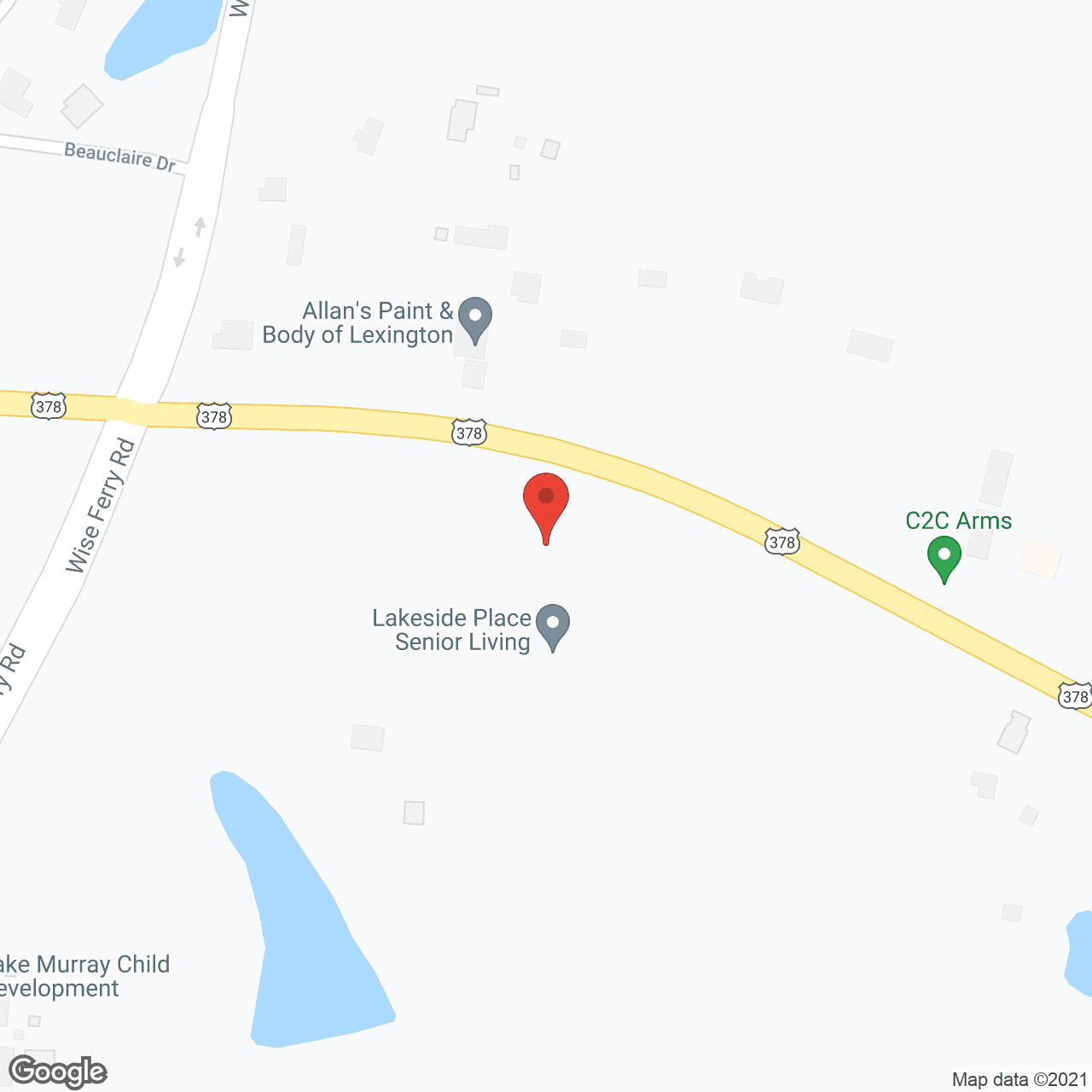 Map of the neighborhood around Lakeside Place Senior Living