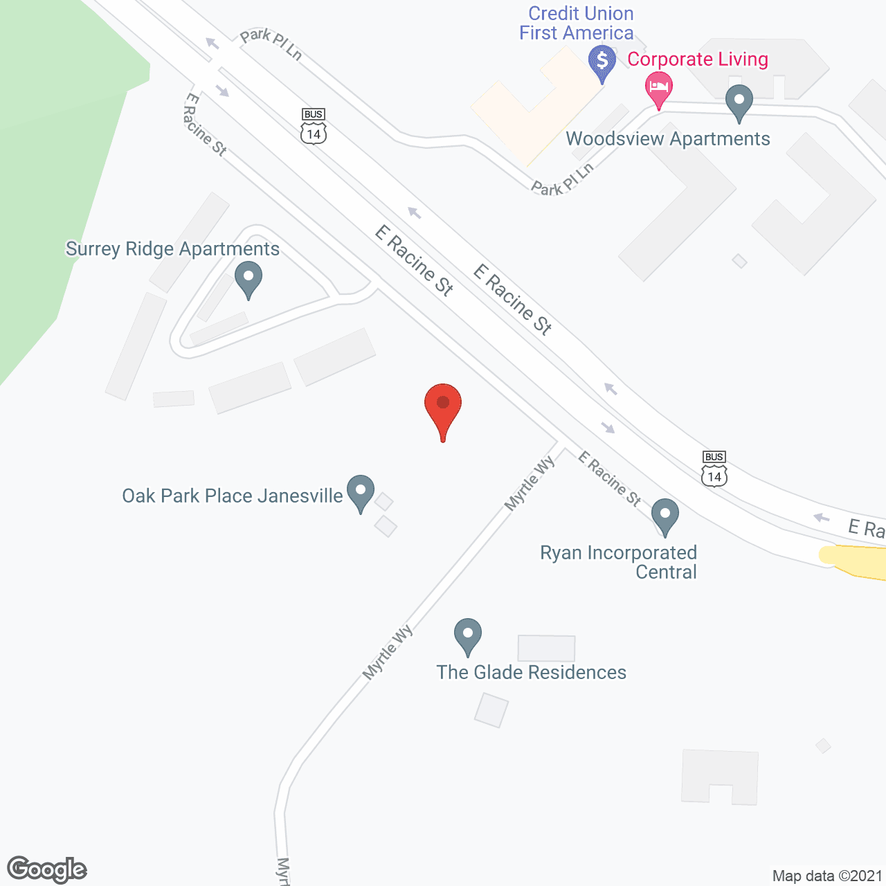 Map of the neighborhood around Oak Park Place Janesville