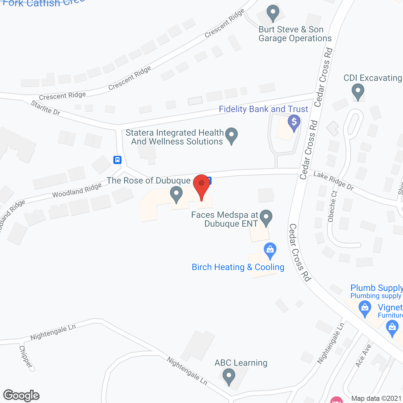 Map of the neighborhood around The Rose of Dubuque