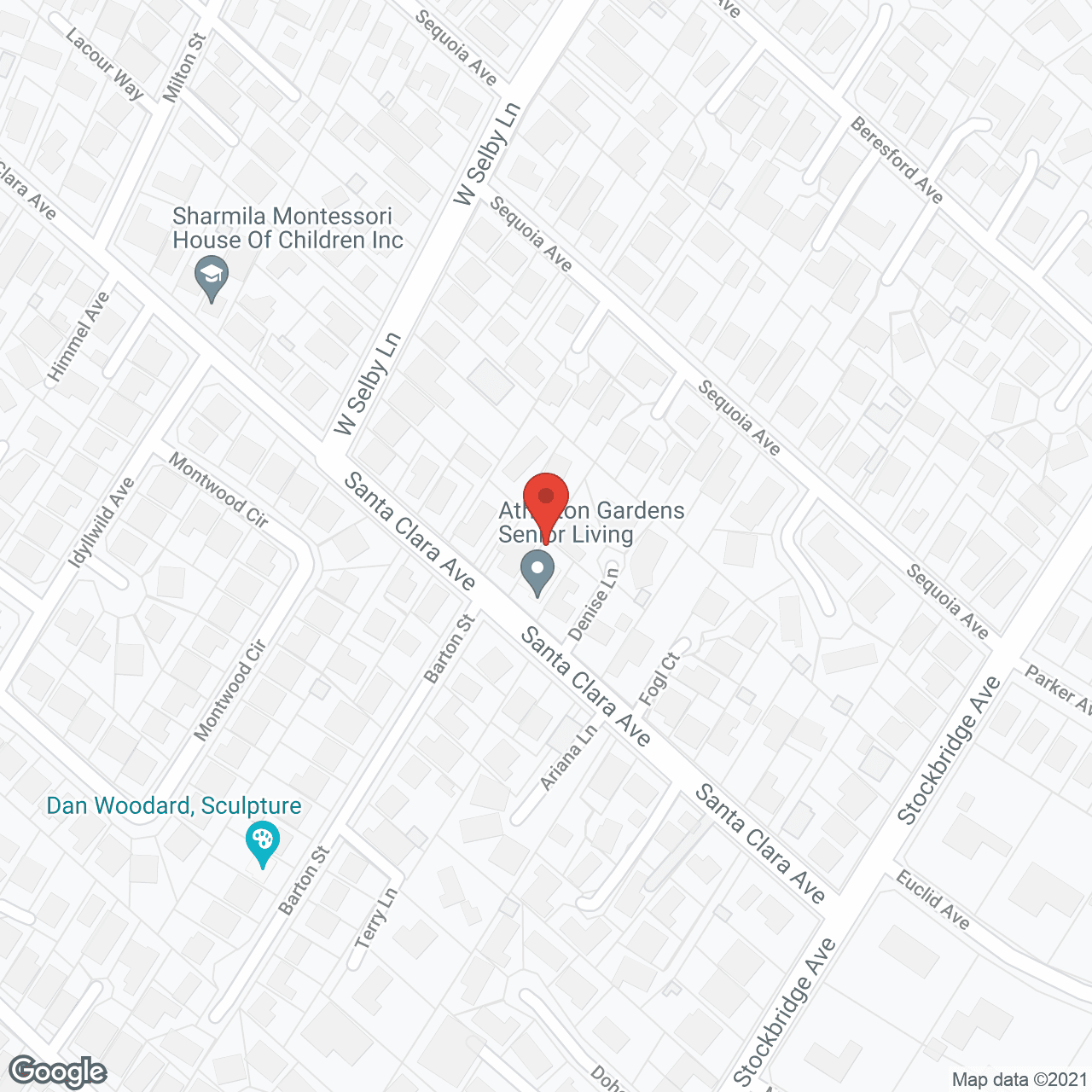 Map of the neighborhood around Atherton Gardens
