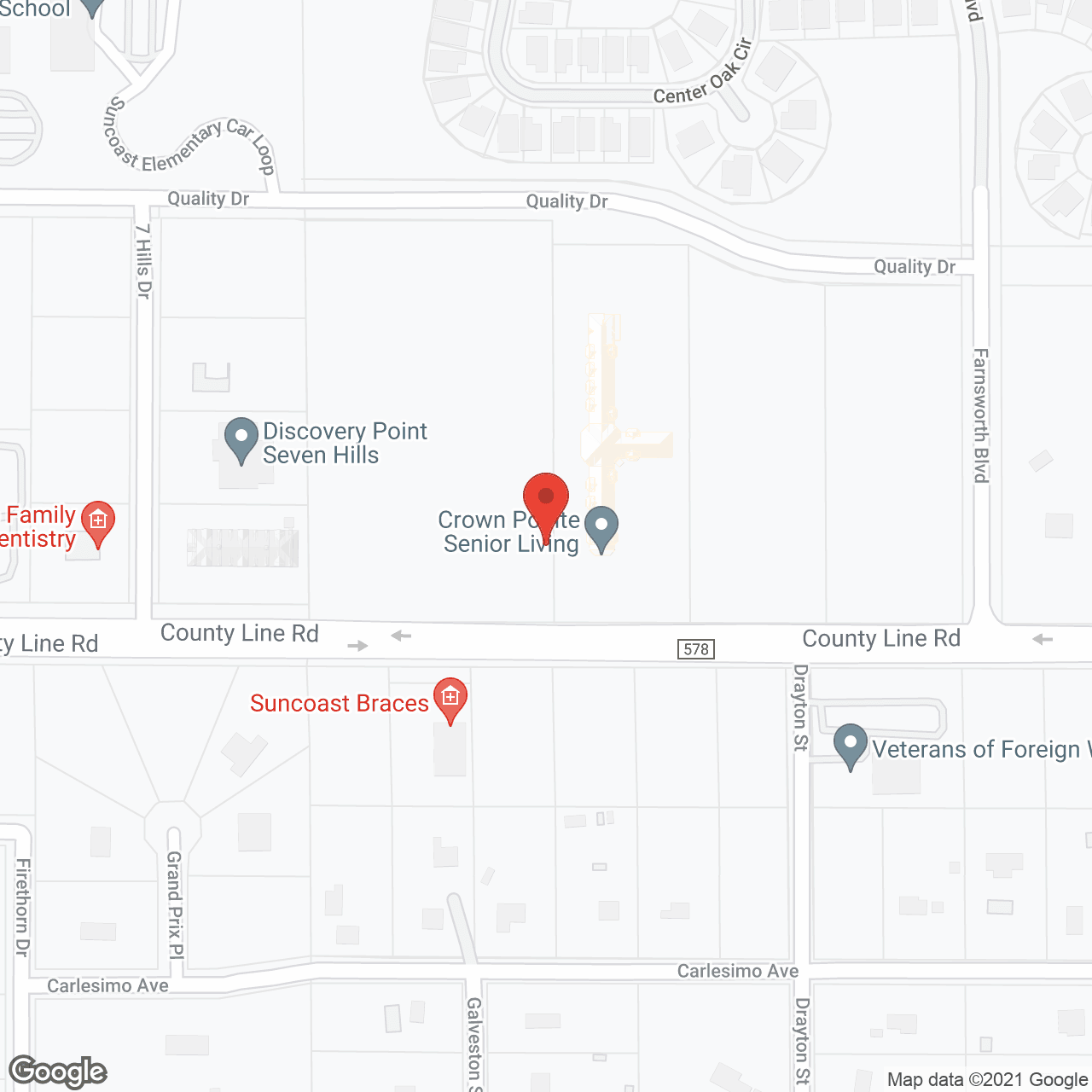 Map of the neighborhood around Family Extended Care Spring Hill