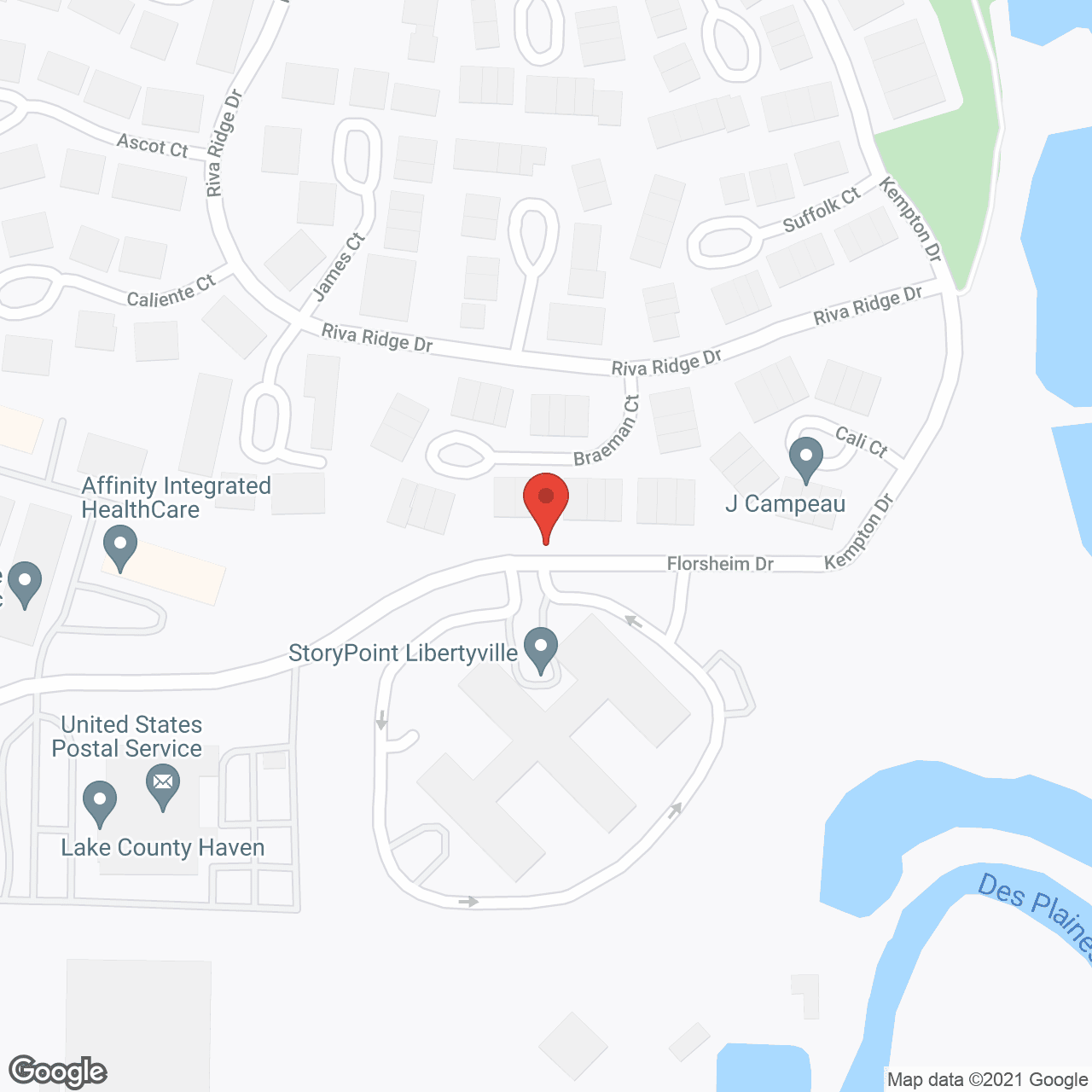 Map of the neighborhood around StoryPoint Libertyville