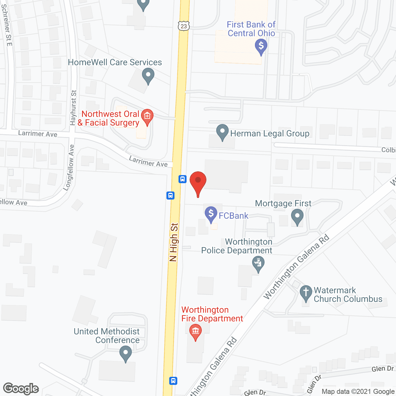 Map of the neighborhood around Kemper House Worthington